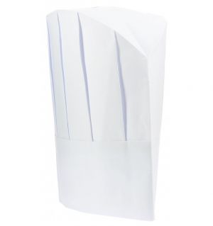 Chapéu de cozinheiro continental, papel branco, 23 cm (embalagem 50 unidades)