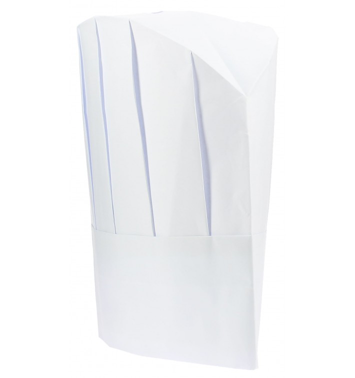 Chapéu de cozinheiro continental, papel branco, 23 cm (emb 250)-0
